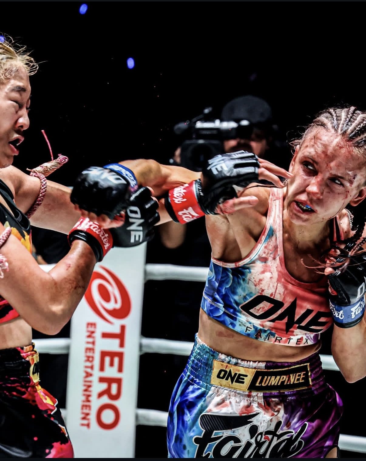 Vanessa Romanowski marked up mid-fight at ONE Lumpinee