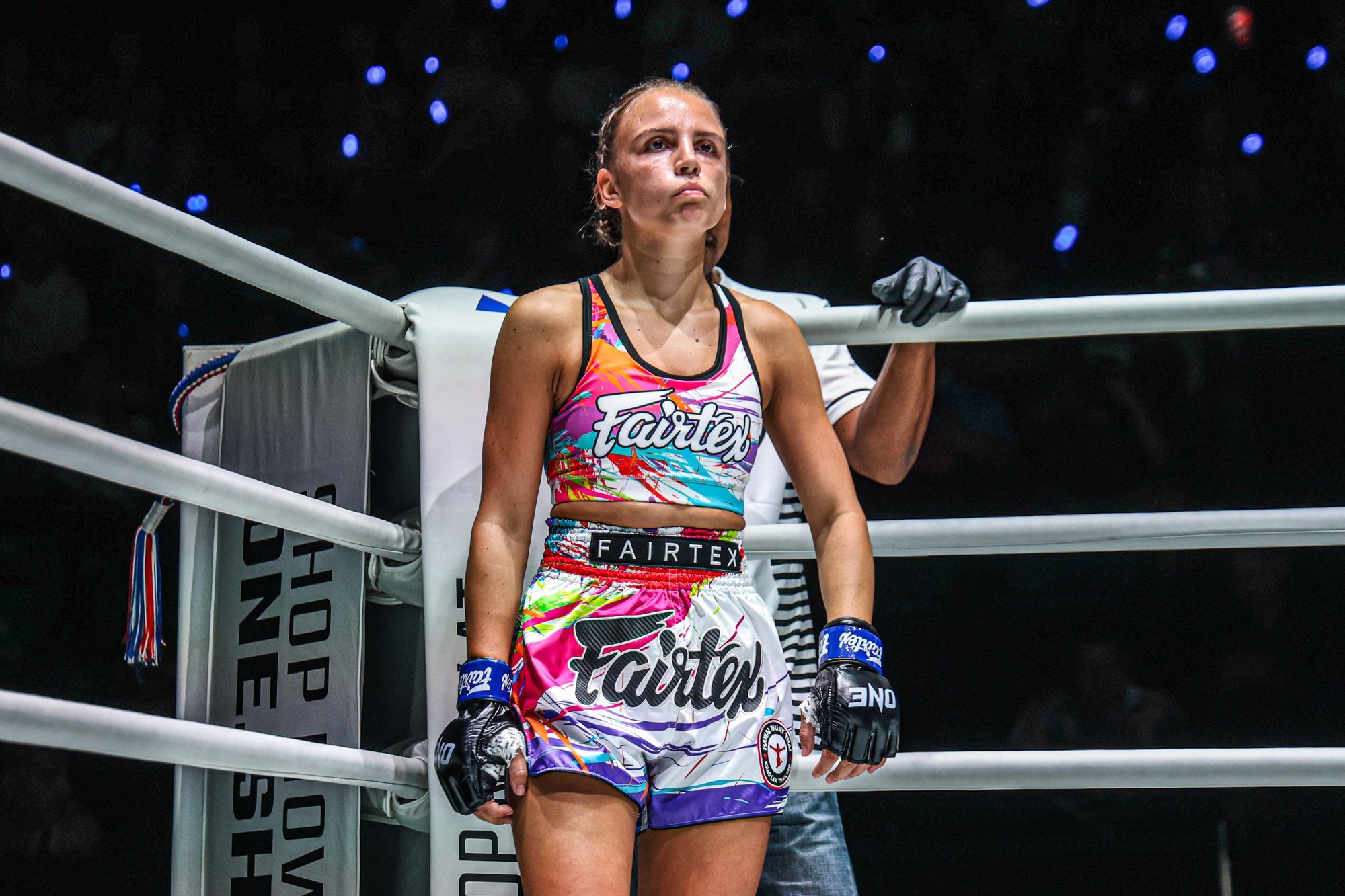 Vanessa Romanowski in her corner before the round
